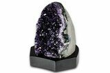 Deep Purple Amethyst Geode With Wood Base - Uruguay #342746-1